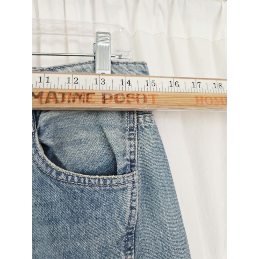 Zara Baggy Cargo Wide Leg Jeans Women Sz 6 28 Blue Distressed High Rise 30x31 - Picture 6 of 7